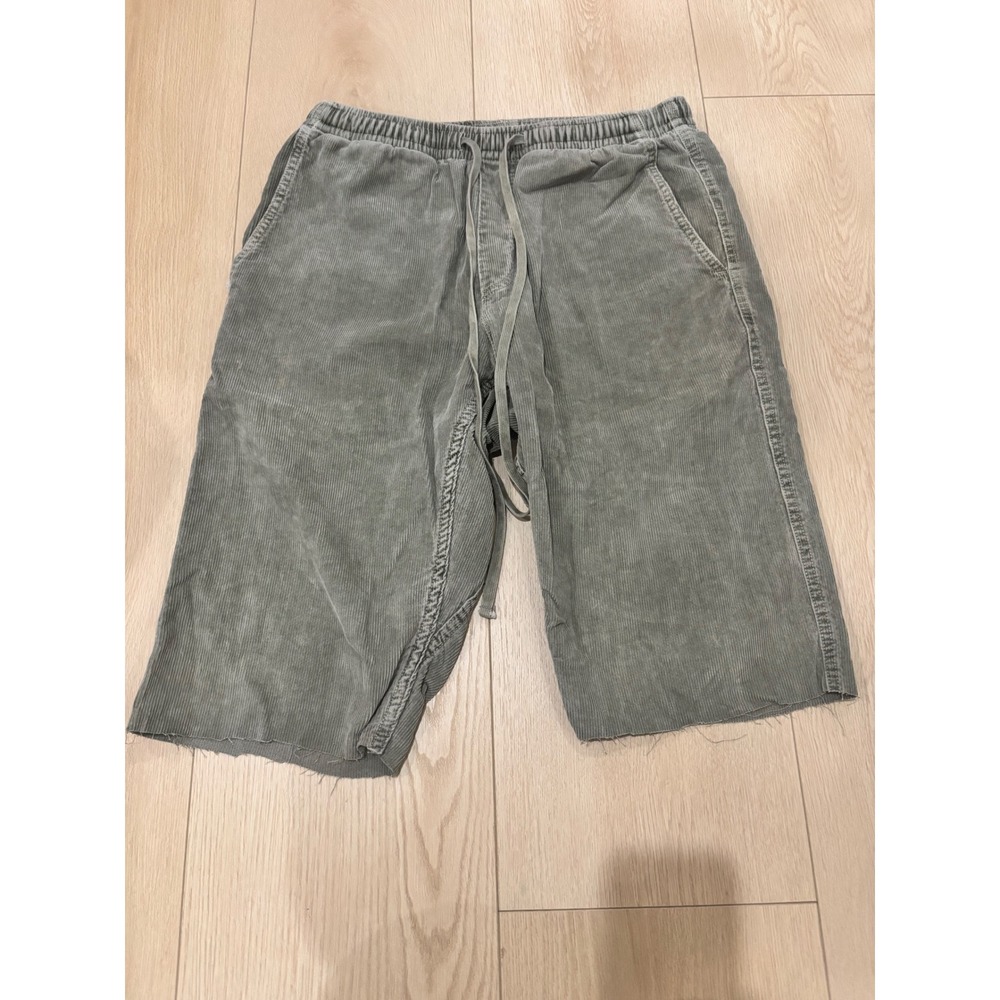 General Admission Mens Corduroy Drawstring Cut Off‎ Shorts Green Raw Hem Size M